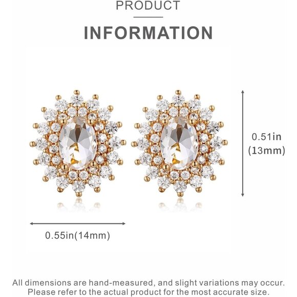 Women's White Gold Crystal Cute Sun Stud Gold Plated Lightweight Earrings - Picture 7 of 8